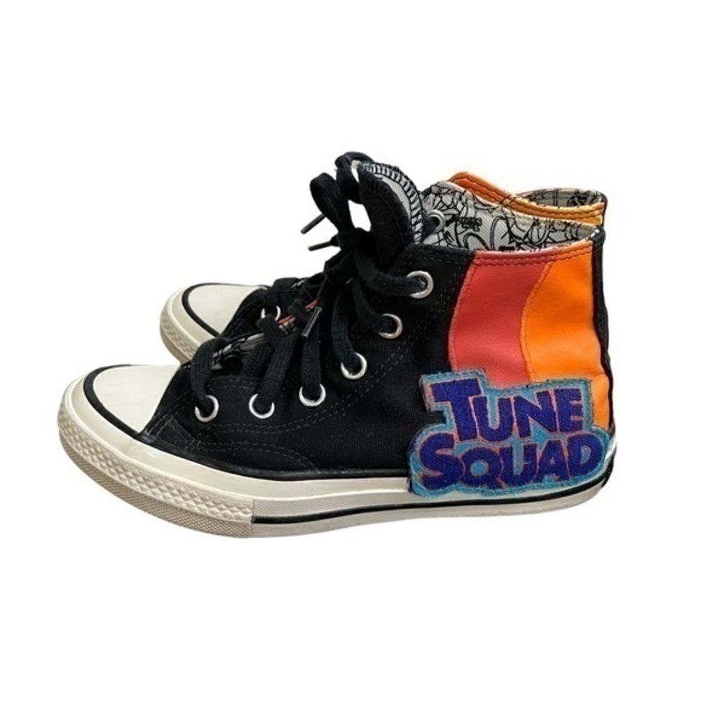 CONVERSE X SPACE JAM KIDS CHUCK 70 HI (BLACK/MANTRA ORANGE/MULTI) size 3.